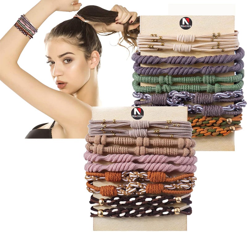 Hair Ties for Women Girls 20 Pcs Boho DualUse Bracelets and Hair Tie for Thick HairPony Tails No Damage No Crease Elastics Hair Rubber Bands Ponytail Holders Cute