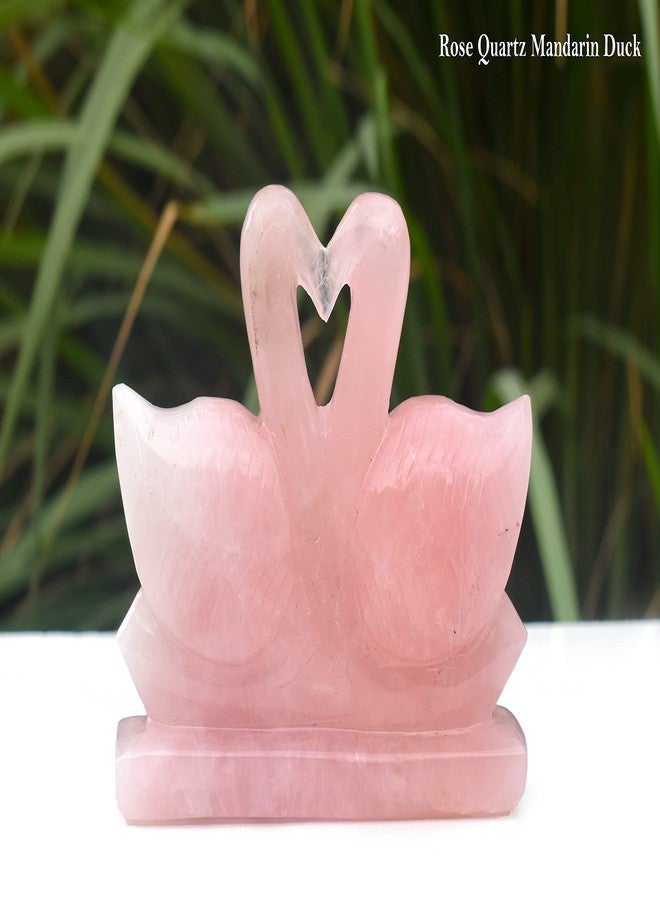Pyramid Tatva Rose Quartz Mandarin Duck Pair for Love & Relationship | Feng Shui Healing Crystal Couple Figurine Natural Stone Gift for Romance, Marriage & Harmony ((101 to 150) Gram) - Image 1