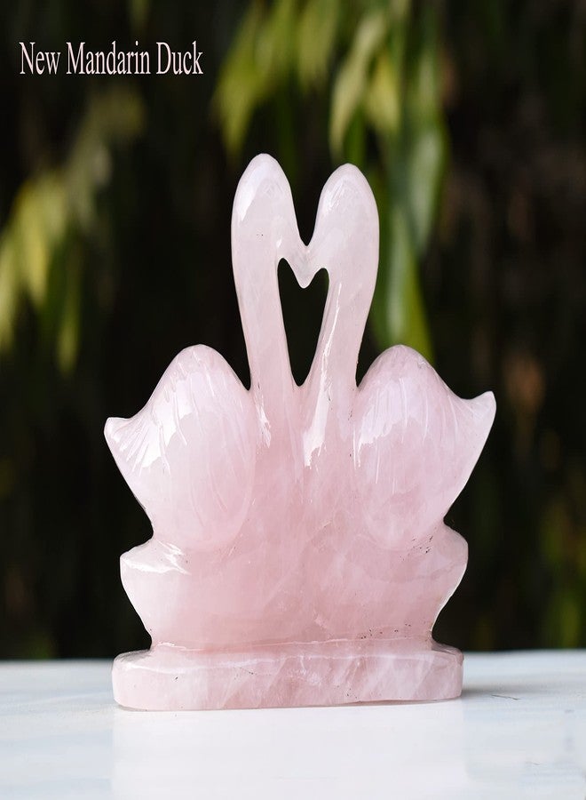 Pyramid Tatva Rose Quartz Mandarin Duck Pair for Love & Relationship | Feng Shui Healing Crystal Couple Figurine Natural Stone Gift for Romance, Marriage & Harmony ((101 to 150) Gram) - Image 4