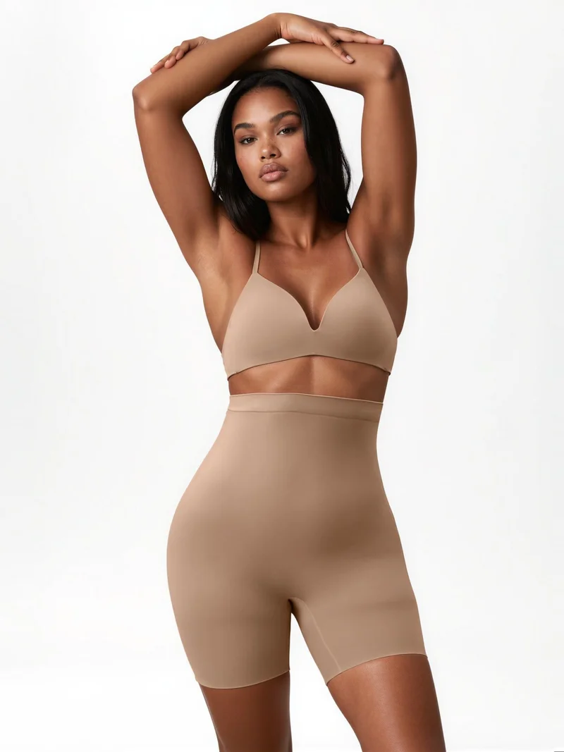 هيكاب Premium Seamless High Waist Mid-Thigh Shorts Shapewear