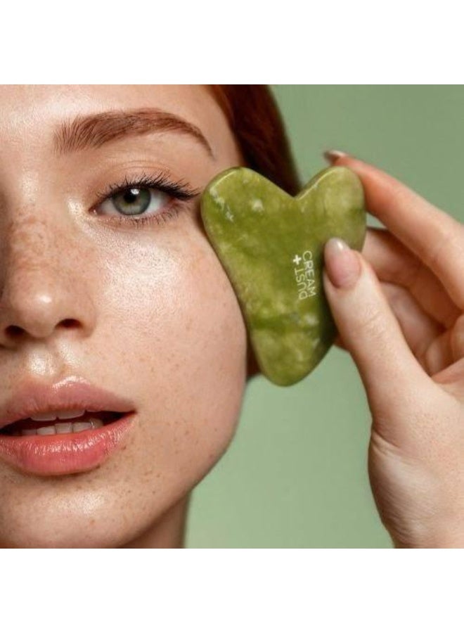 Facial Tool Natural Guasha Jade Stone GuaSha Board Gua Sha Sc Massage Tool with Smooth Edge for Physical Therapy and SPA Acupuncture Therapy Used for Face Eyes Neck and Body(Green)9 - Image 2