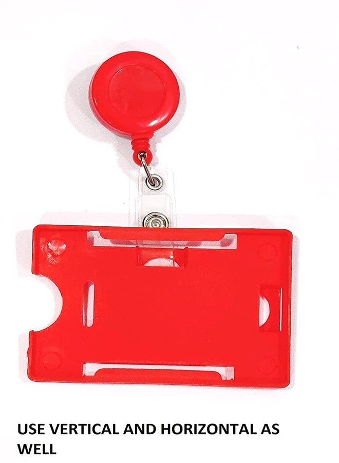 JSMSH ID Card Holder Badge| Retractable Card Holder for Office, School, College Use | Can Easily Fit in Pocket, Wallet Lanyard and yoyo Clip. (Red, Pack of 2) - Image 2