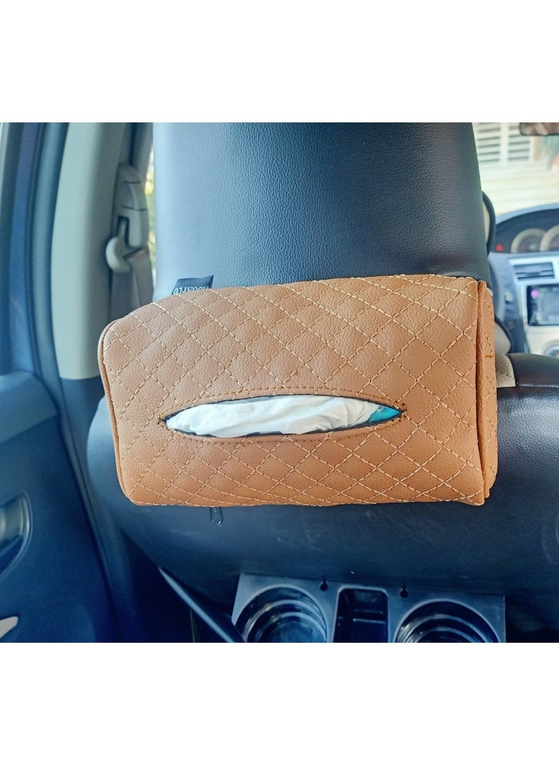 Assafco - Assafco Car Leather Tissue Holder square embroidery - Image 1
