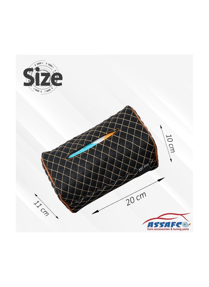 Assafco - Assafco Car Leather Tissue Holder square embroidery - Image 1