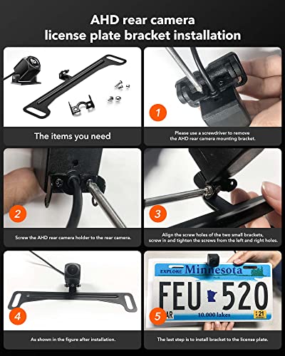 WOLFBOX Reverse Rear Camera License Plate Bracket, Installation Holder for Backup View Camera (Suitable for WOLFBOX Rear Camera of G840H/G890/G850/G840S/G930/G900/G900PRO/G850PRO/G900 Tripro) - Image 5