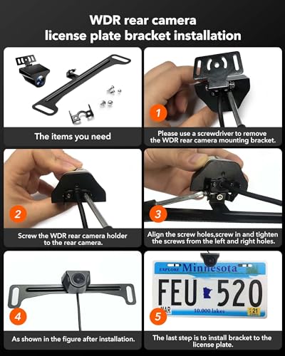 WOLFBOX Reverse Rear Camera License Plate Bracket, Installation Holder for Backup View Camera (Suitable for WOLFBOX Rear Camera of G840H/G890/G850/G840S/G930/G900/G900PRO/G850PRO/G900 Tripro) - Image 3