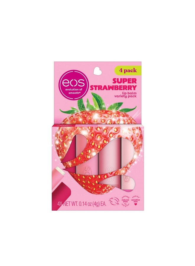 إي أو اس مجموعة هدايا مرطب الشفاه من إي أو إس - فراولة فائقة، مرطب شفاه بإصدار محدود، عبوة متنوعة، 0.14 أونصة، عبوة من 4 قطع - Image 1