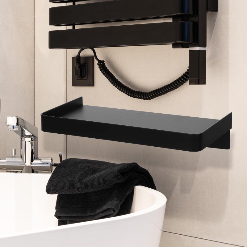 Black Stainless Steel Wall Mounted Phone Shelf Shower Toilet Storage Organizer - Image 3