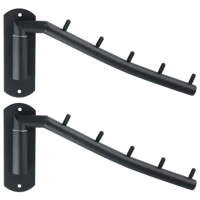 Alise Swing Clothes Hanger RackBlack Garment Racks Wall Mounted Clothes BarHanger Hooks Heavy Duty Folding Drying Rack Clothing Hanging System Closet Storage OrganizerPack of 2