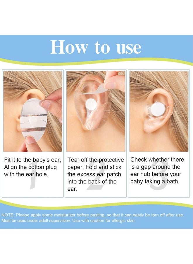 oldlaiben 60 Pieces Baby Waterproof Ear Stickers Ear Covers for Swimming Shower Ear Protectors with Ear Plugs for Kids Newborn Disposable Ear Covers for Shower Surfing Snorkeling and Other Water Sports (White)  - Image 5