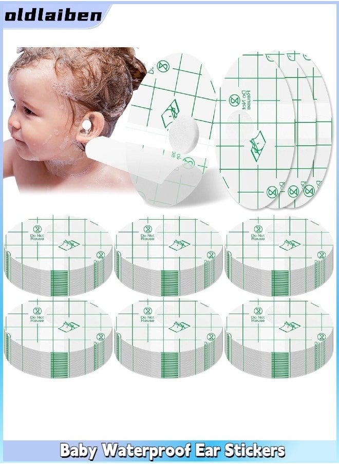 oldlaiben 60 Pieces Baby Waterproof Ear Stickers Ear Covers for Swimming Shower Ear Protectors with Ear Plugs for Kids Newborn Disposable Ear Covers for Shower Surfing Snorkeling and Other Water Sports (White)  - Image 1