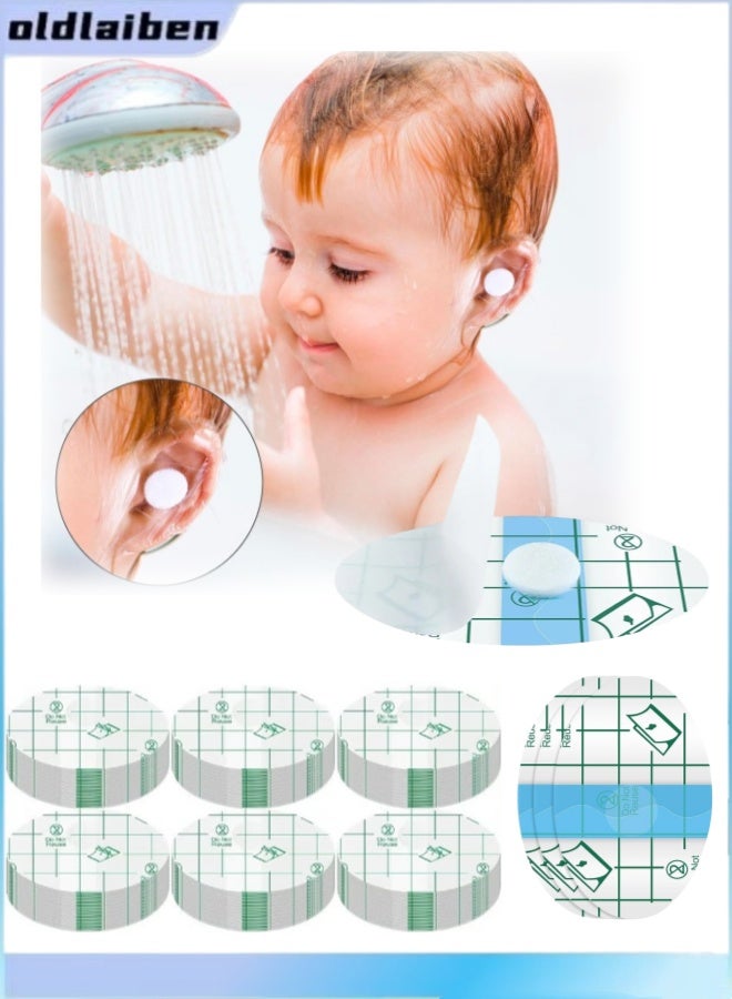 oldlaiben Baby Ear Stickers, Waterproof Baby Ear Covers Swimming Shower Baby Ear Patch Newborn Ear Protectors Newborn Disposable Ear Bath Stickers with Cotton Ear Plugs, for Baby Shower Surfing Snorkeling and Other Water Sports - Image 1