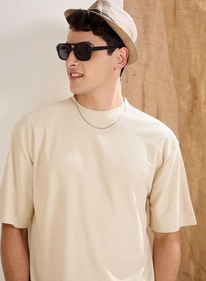 ساسافراس تيشيرت ساسافراس بيج واسع بنقشة الوافل