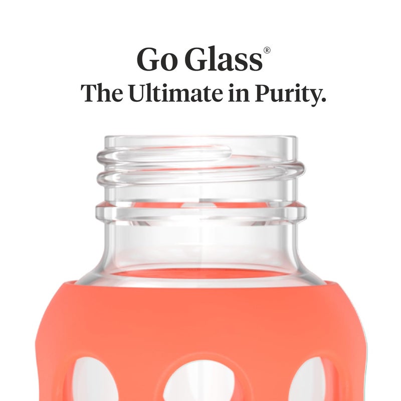 Lifefactory 9-Ounce Glass Baby Bottle with Stage 2 Nipple and Protective Silicone Sleeve Papaya (LF110019C4) - Image 3