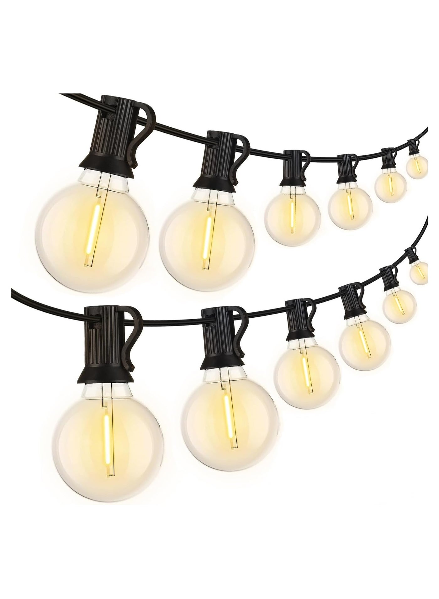 Outdoor String Lights Mains Powered 28 Feet G40 Festoon Lights with 25 Led Shatterproof Bulbs Weatherproof Commercial Garden Hanging Lights for Patio Backyard Party Decor E12 Socket Base Black
