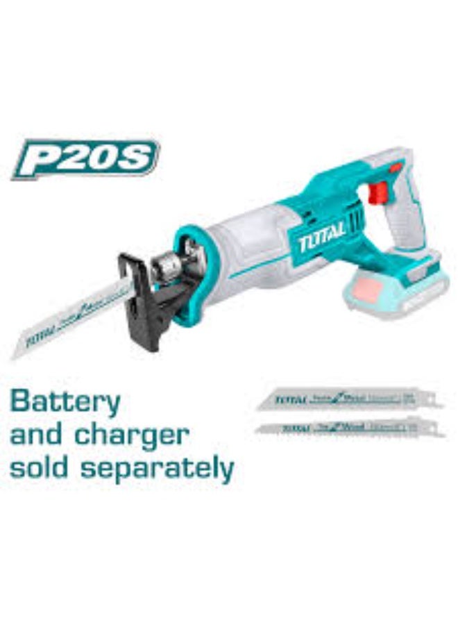 TOTAL 20V Cordless Reciprocating Saw (Bare Tool) with Metal 8mm & Wood Blades - Image 1