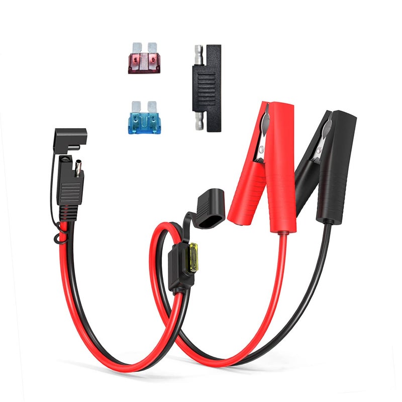 ELFCULB SAE to Alligator Clip 14AWG SAE Connector Quick Disconnect Cable Battery Alligator Crocodile Clip with 10A 15A 20A FuseCompatible for Cars Motorcycle2FT - Image 3