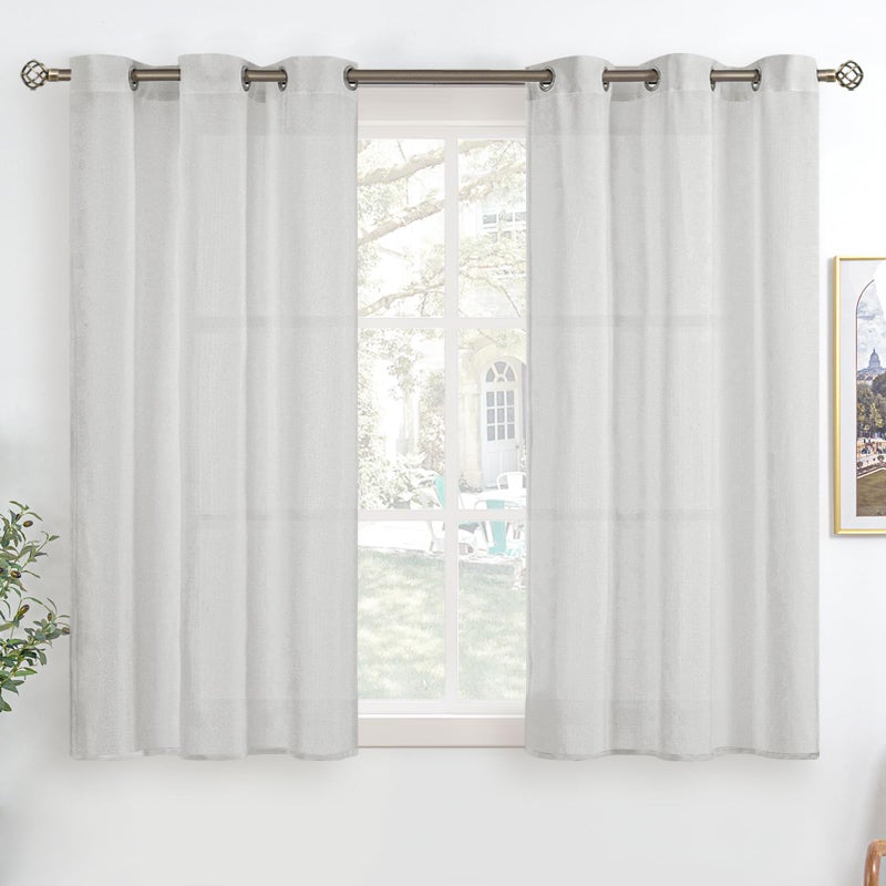 BGment Bress Bress Look Streains شبه شفاف لغرفة نوم Grommet ضوء تصفية الستائر خصوصية محكم غير رسمية لغرفة المعيشة 2 لوحات (كل 42 × 45 بوصة رمادية فاتحة) - Image 1