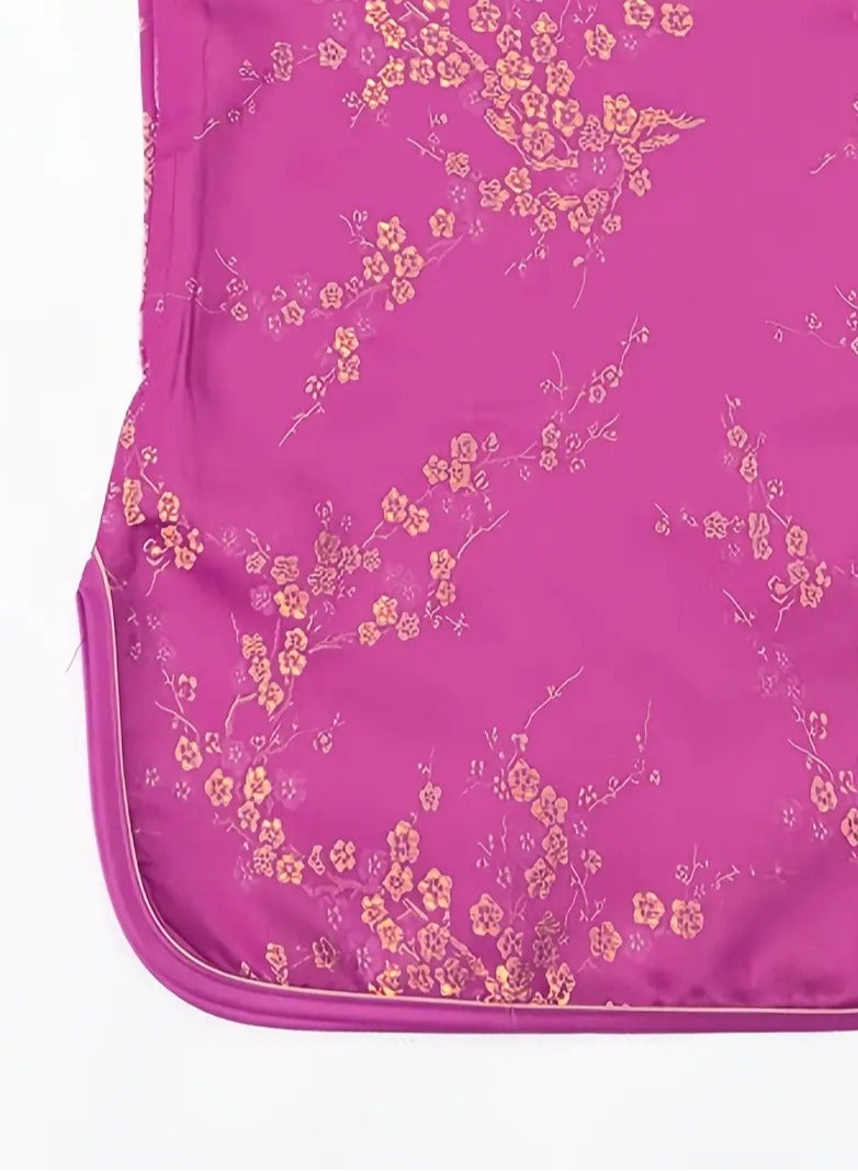 AROAQ Tribal Style Girls Cheongsam, Polyester Geometric Patterned Traditional Chinese Dress Regular Fit Woven Fabric with Mandarin Collar for Over 3 Years Old Festive New Year And Birthday Gift Rose Red - Image 4
