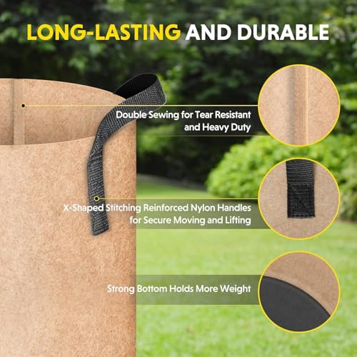 YSSOA 12-Pack 3 Gallon Grow Bags Heavy Duty Thickened Nonwoven Aeration Fabric Pots with Handles, Cloth Pots for Plants, Vegetable, Flower, Tomato Potato - Image 4