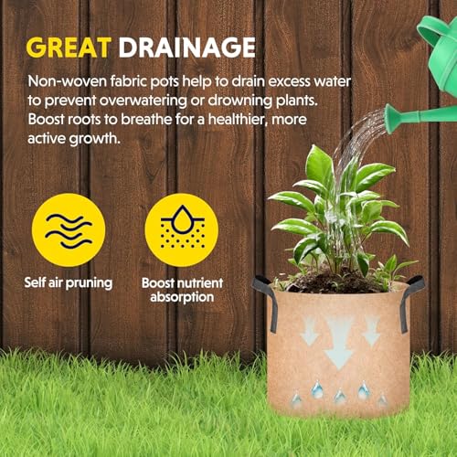YSSOA 12-Pack 3 Gallon Grow Bags Heavy Duty Thickened Nonwoven Aeration Fabric Pots with Handles, Cloth Pots for Plants, Vegetable, Flower, Tomato Potato - Image 3