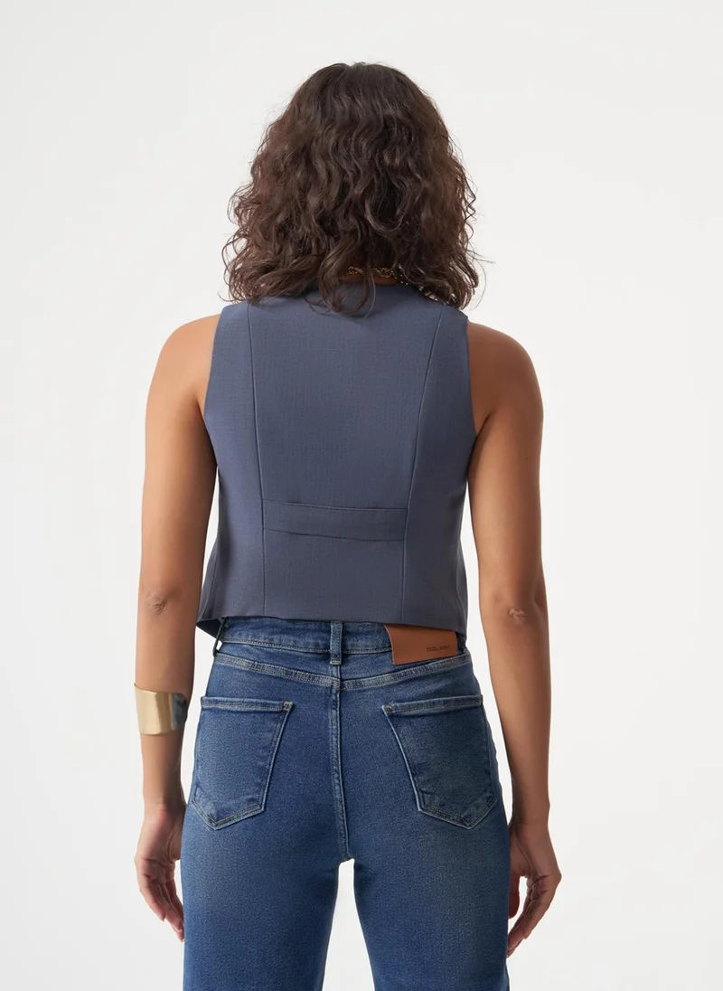 Mizalle  Woven Wool Blend Vest for Women | Best Price UAE