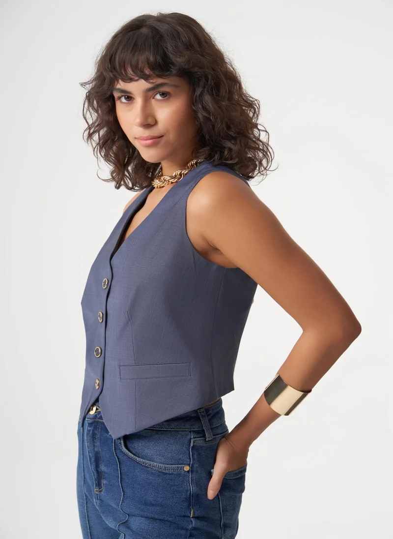 Mizalle  Woven Wool Blend Vest for Women | Best Price UAE