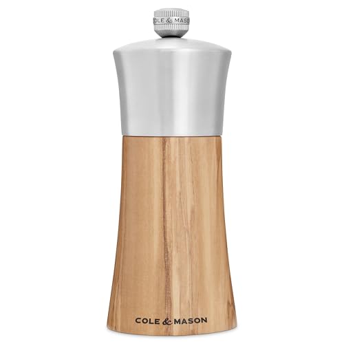 COLE & MASON Cole Mason Bromley Salt Mill 6 Salt Grinder with UltraSharp Grinding Mechanism FlavorEnhancing Salt Shaker Refillable Mill with Adjustable Grinding Olive Wood Salt Mill - Image 1
