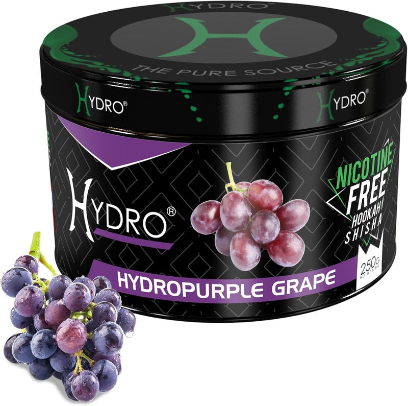 Hydro Hookah Flavors - Signature Hookah Flavor Blends, Delicious Shisha Nicotine Free, Alternative to Hookah Tobacco, 250g [HYDROPURPLE - Grape] - Image 1