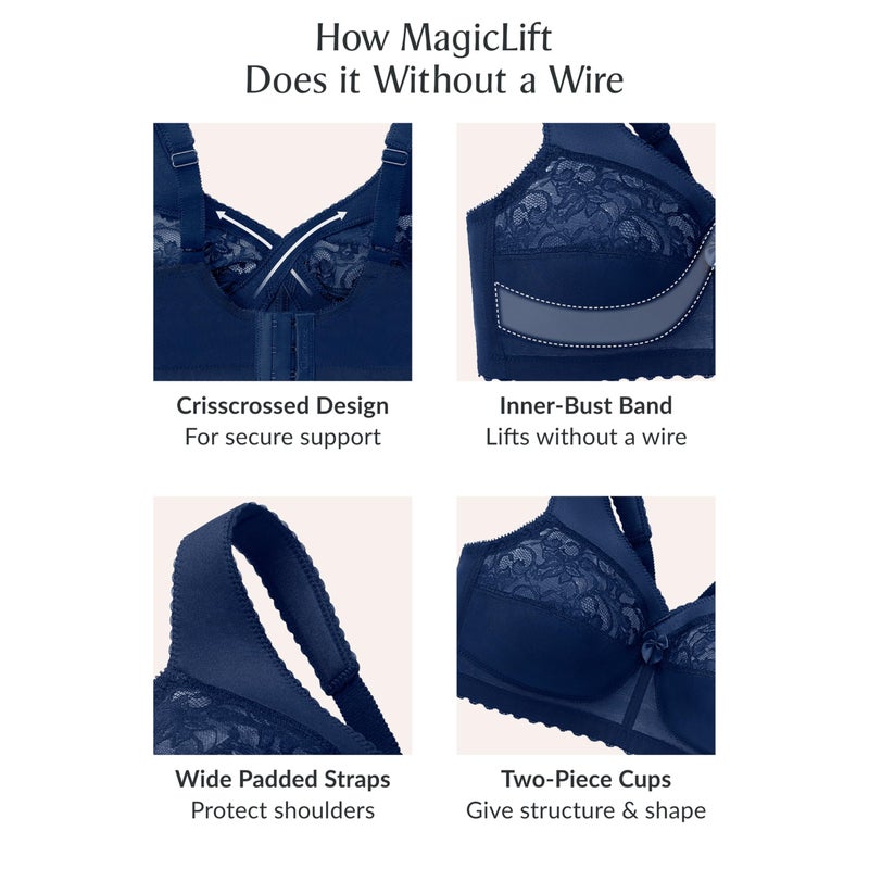 Glamorise Full Figure Plus Size MagicLift Original Support Bra Wirefree #1000 Black - Image 5