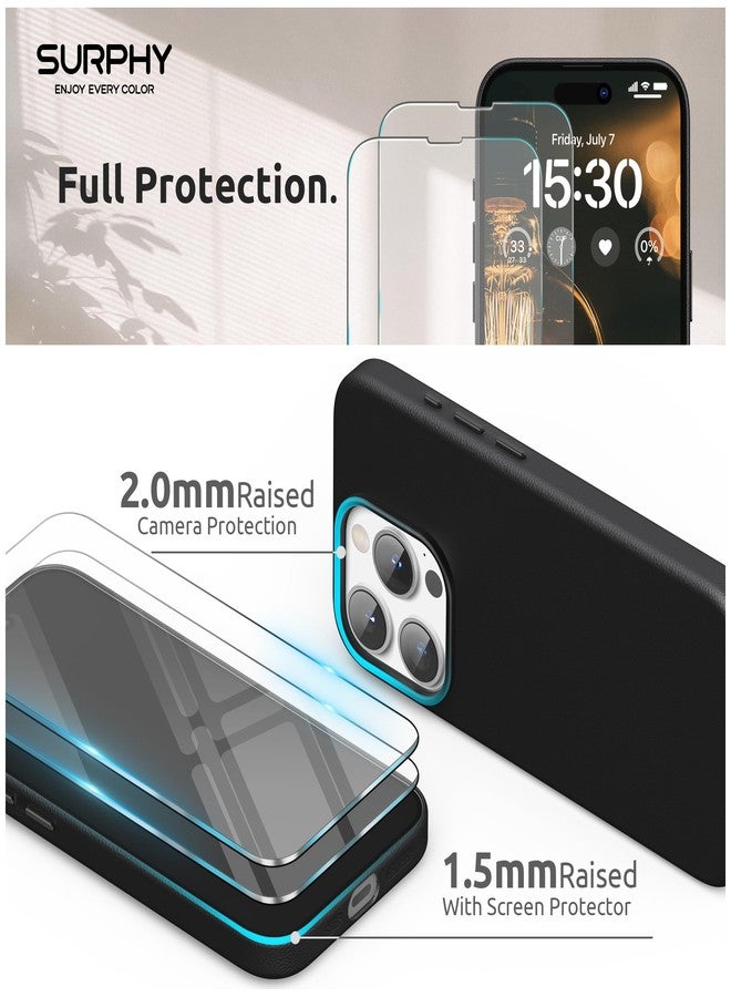 SURPHY Designed for iPhone 15 Pro Max Leather Case with Screen Protector Compatible with MagSafe, Faux Leather Case (Metallic Buttons & Microfiber Lining) for 15 Pro Max 6.7 inch 2023, Black - Image 4