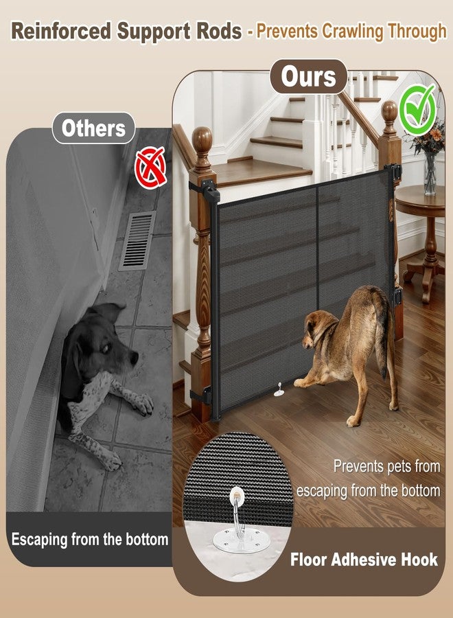 Bingguz Upgraded Retractable Baby Gates for Stairs & Banister, Mesh Dog Gate Indoor, Extends to 55" Wide 33" Tall, Child Safety Gate for Stairway, Banister & Wall Mount (Black) - Image 5