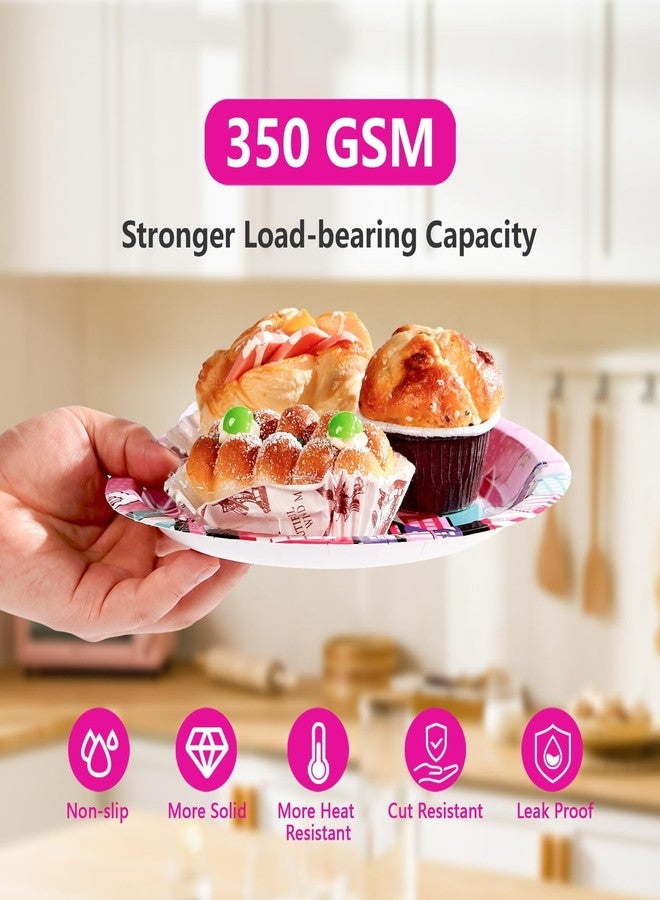 Grencian 96 Pcs Pink Spider Birthday Party Supplies Super Girl Hero Paper Plates and Napkins Spider Pink Ghost Decorations Tableware Set for Girls Birthday Baby Shower Serves 24 - Image 4
