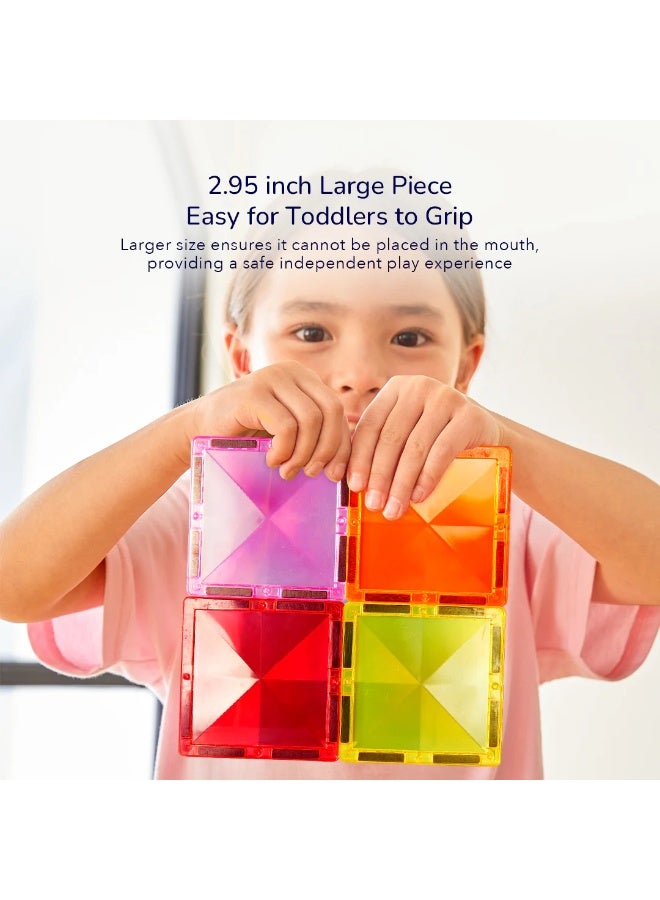 Mideer Colorful Magnetic Tiles 60 Pieces, Transparent Magnetic Building Blocks for Kids, 2D & 3D Construction Toy with Storage Bag for Ages 3+ - Image 5