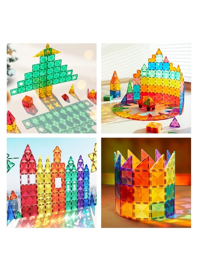 Mideer Colorful Magnetic Tiles 60 Pieces, Transparent Magnetic Building Blocks for Kids, 2D & 3D Construction Toy with Storage Bag for Ages 3+ - Image 4