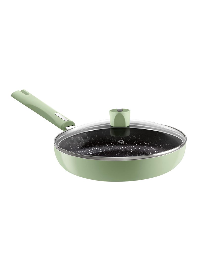 NIRLEP Nirlep NutriHealth Pro Induction Fry Pan 26 with Glass Lid I 2L I Patented Silver Ion Coating I Metal-Spoon Friendly I Soft Touch Handle I Multi-Purpose Non-Stick Fry Pan I 18M Guarantee  - Image 1