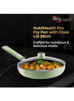 NIRLEP Nirlep NutriHealth Pro Induction Fry Pan 26 with Glass Lid I 2L I Patented Silver Ion Coating I Metal-Spoon Friendly I Soft Touch Handle I Multi-Purpose Non-Stick Fry Pan I 18M Guarantee  - Image 2