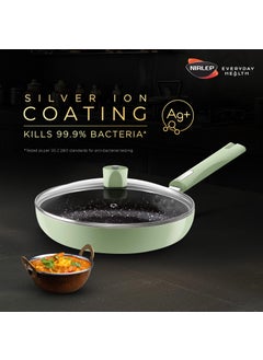 NIRLEP Nirlep NutriHealth Pro Induction Fry Pan 26 with Glass Lid I 2L I Patented Silver Ion Coating I Metal-Spoon Friendly I Soft Touch Handle I Multi-Purpose Non-Stick Fry Pan I 18M Guarantee  - Image 3