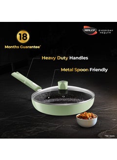 NIRLEP Nirlep NutriHealth Pro Induction Fry Pan 26 with Glass Lid I 2L I Patented Silver Ion Coating I Metal-Spoon Friendly I Soft Touch Handle I Multi-Purpose Non-Stick Fry Pan I 18M Guarantee  - Image 4
