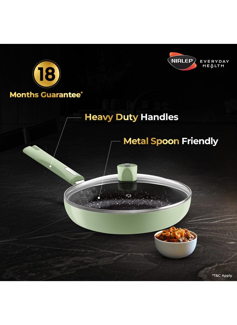 NIRLEP Nirlep NutriHealth Pro Induction Fry Pan 26 with Glass Lid I 2L I Patented Silver Ion Coating I Metal-Spoon Friendly I Soft Touch Handle I Multi-Purpose Non-Stick Fry Pan I 18M Guarantee  - Image 4