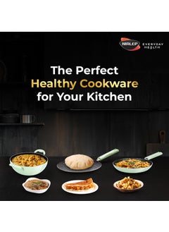 NIRLEP Nirlep NutriHealth Pro Induction Fry Pan 26 with Glass Lid I 2L I Patented Silver Ion Coating I Metal-Spoon Friendly I Soft Touch Handle I Multi-Purpose Non-Stick Fry Pan I 18M Guarantee  - Image 5
