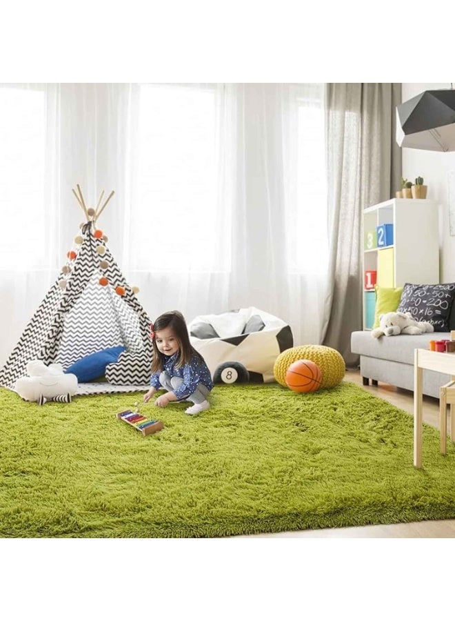 Super Soft Shaggy Rugs Fluffy Carpets,Indoor Modern Plush Area Rugs for Living Room Bedroom Kids Room Nursery Home Decor, Upgrade Anti-Skid Rectangular Fuzzy Rug, Green - Image 2