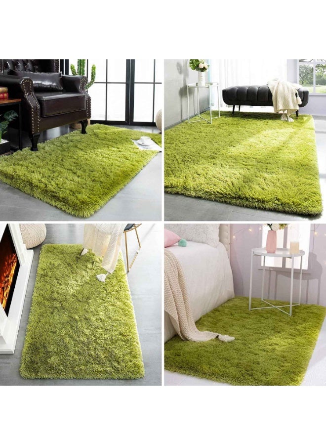 Super Soft Shaggy Rugs Fluffy Carpets,Indoor Modern Plush Area Rugs for Living Room Bedroom Kids Room Nursery Home Decor, Upgrade Anti-Skid Rectangular Fuzzy Rug, Green - Image 3