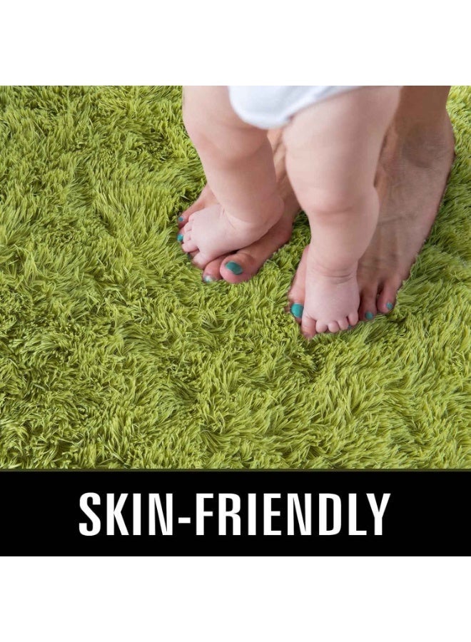 Super Soft Shaggy Rugs Fluffy Carpets,Indoor Modern Plush Area Rugs for Living Room Bedroom Kids Room Nursery Home Decor, Upgrade Anti-Skid Rectangular Fuzzy Rug, Green - Image 4