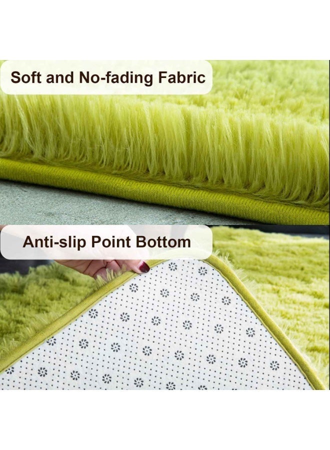 Super Soft Shaggy Rugs Fluffy Carpets,Indoor Modern Plush Area Rugs for Living Room Bedroom Kids Room Nursery Home Decor, Upgrade Anti-Skid Rectangular Fuzzy Rug, Green - Image 5