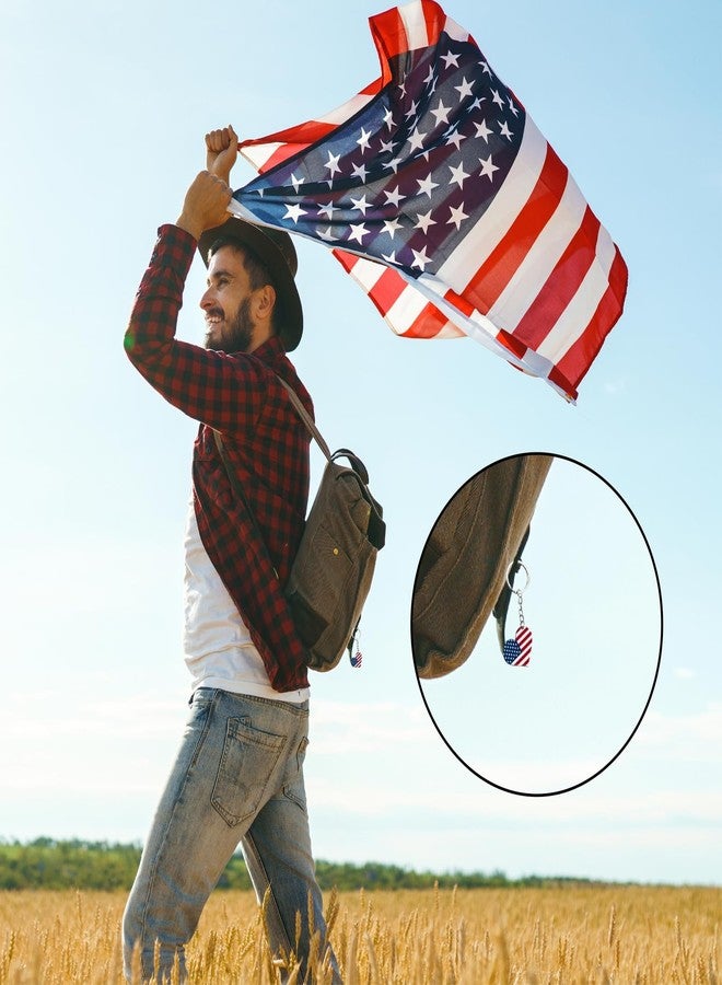 Juvale American Flag Heart Keychain - Patriotic Party Favors & American Flag Party Gifts - Backpack Keychain & USA Key Ring Bulk - 24-Pack, Plastic/Steel, Heart-Shaped - Image 5