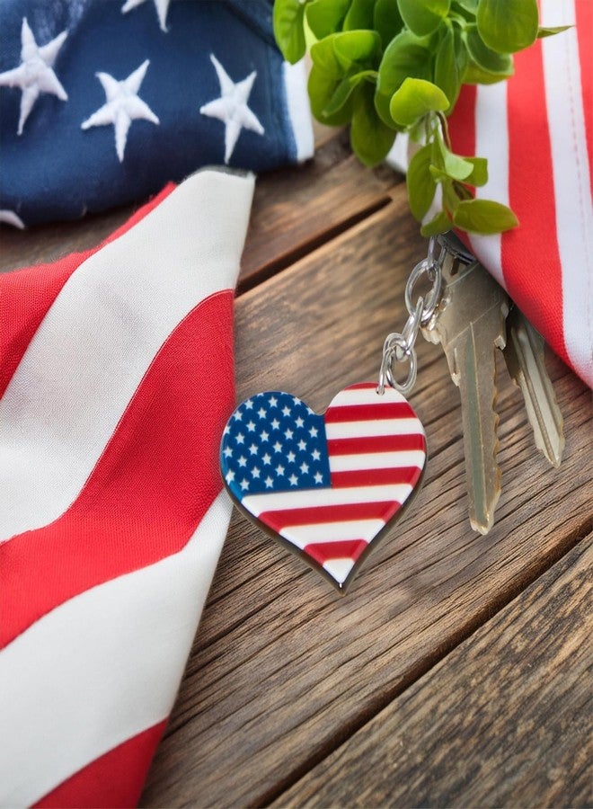 Juvale American Flag Heart Keychain - Patriotic Party Favors & American Flag Party Gifts - Backpack Keychain & USA Key Ring Bulk - 24-Pack, Plastic/Steel, Heart-Shaped - Image 3