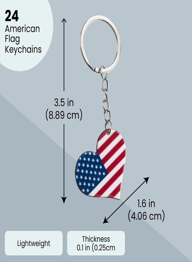 Juvale American Flag Heart Keychain - Patriotic Party Favors & American Flag Party Gifts - Backpack Keychain & USA Key Ring Bulk - 24-Pack, Plastic/Steel, Heart-Shaped - Image 4