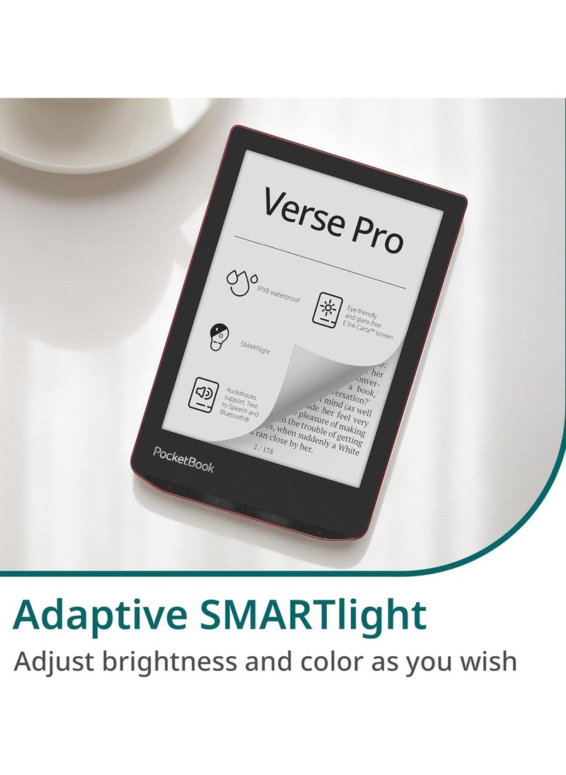 PocketBook - Verse Pro E-Reader, Waterproof 6'' E-Ink Carta™ HD Touchscreen Azure, SMARTlight, 16GB, Text-to-Speech, WiFi & Bluetooth - Image 1