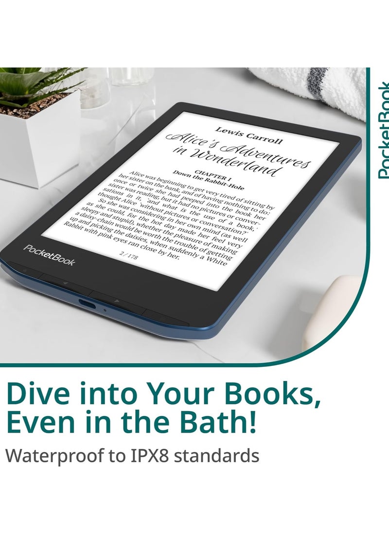 PocketBook - Verse Pro E-Reader, Waterproof 6'' E-Ink Carta™ HD Touchscreen Azure, SMARTlight, 16GB, Text-to-Speech, WiFi & Bluetooth - Image 1